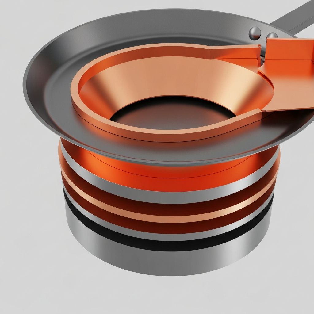 Cross-section detail of Hestan multi-ply cookware construction